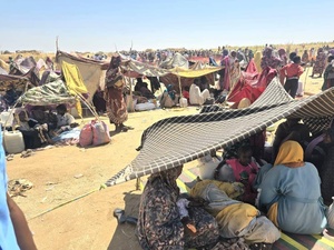 Desplazados internos sudaneses en un centro de recepción en Tawila, después de huir de El Fasher y alrededores, en Darfur Norte, en octubre de 2025.