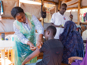 Refugees from Sudan are registered at Kyriandongo reception center in Uganda