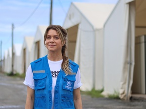 Leticia Spiller nas instalações do ACNUR em Boa Vista, Roraima