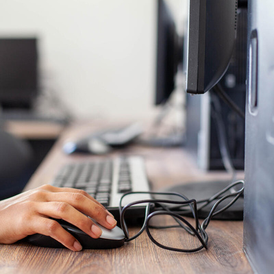 A person using the computer.