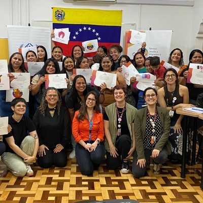 Alunas participantes do curso Refugiadas Empreendedoras, no Rio Grande do Sul