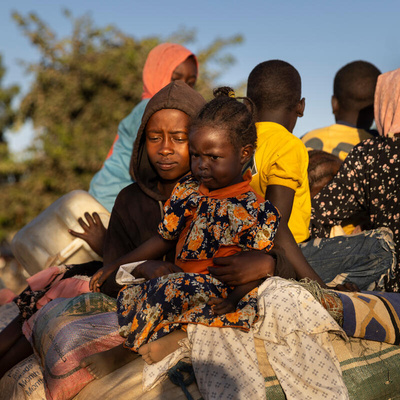 Chad. Sudanese refugees arrive at border in Adre fleeing violence