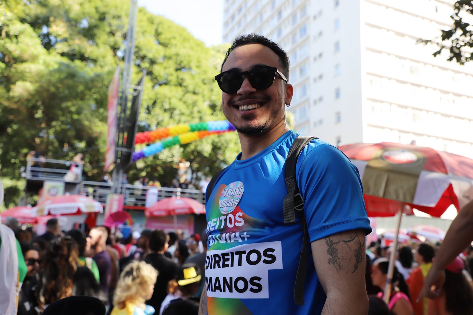 Matheus Jade, da Tunísia, durante a 30a Parada do Orgulho LGBT+ de SP