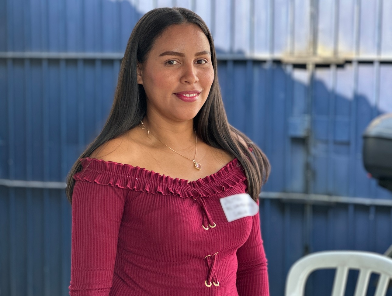 H&aacute; dois meses no Brasil, a venezuelana Greymar participou com otimismo da feira