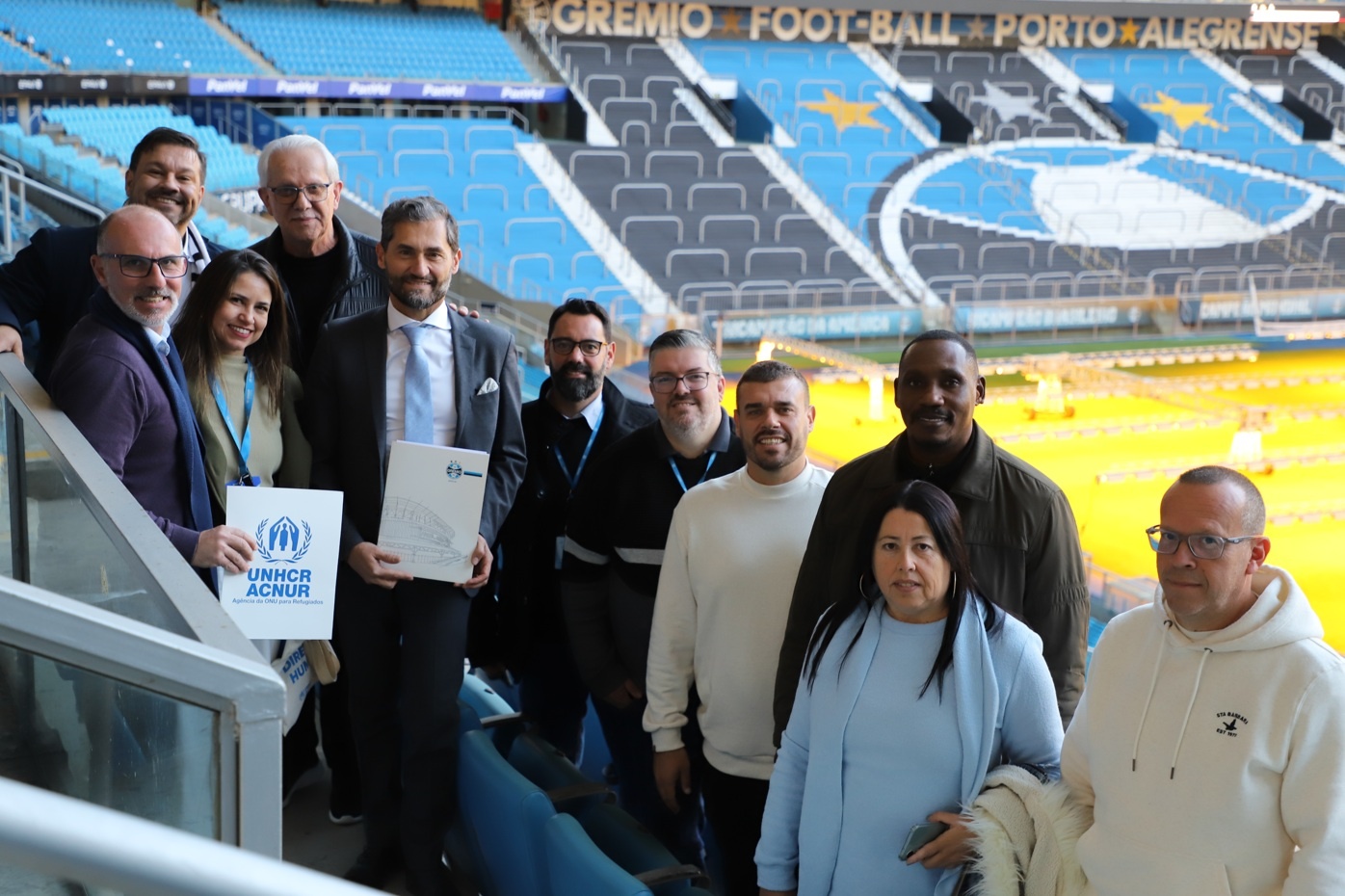 Equipes do ACNUR e do Gr&ecirc;mio celebram assinatura de parceria nesta quinta-feira, 25, em Porto Alegre