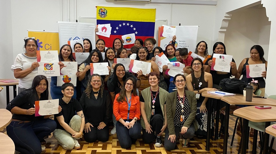 Alunas participantes do curso Refugiadas Empreendedoras, no Rio Grande do Sul