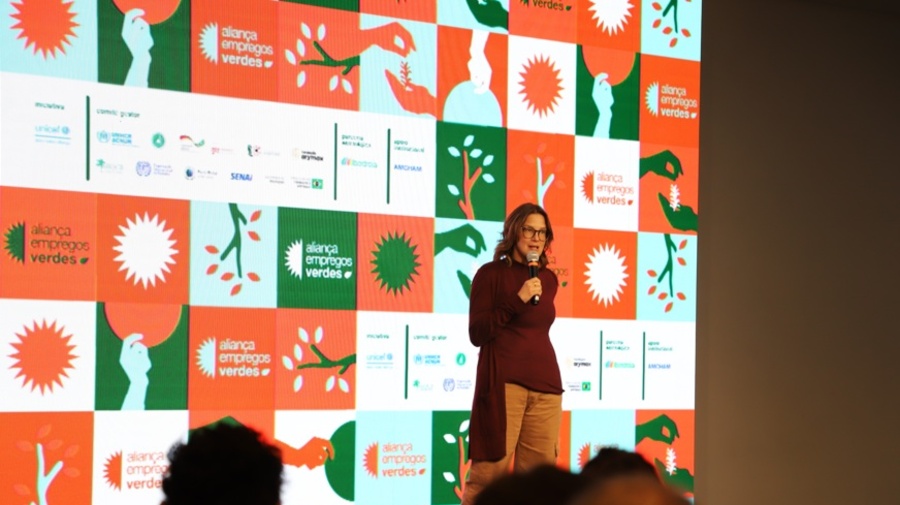 A chefe do escritório do ACNUR em São Paulo, Maria Beatriz Nogueira, durante evento de lançamento da Aliança Empregos Verdes