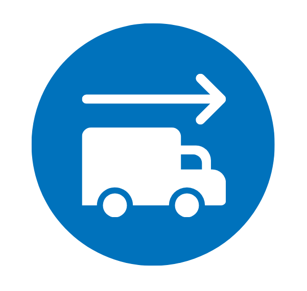 An icon of a vehicle and an arrow to the right