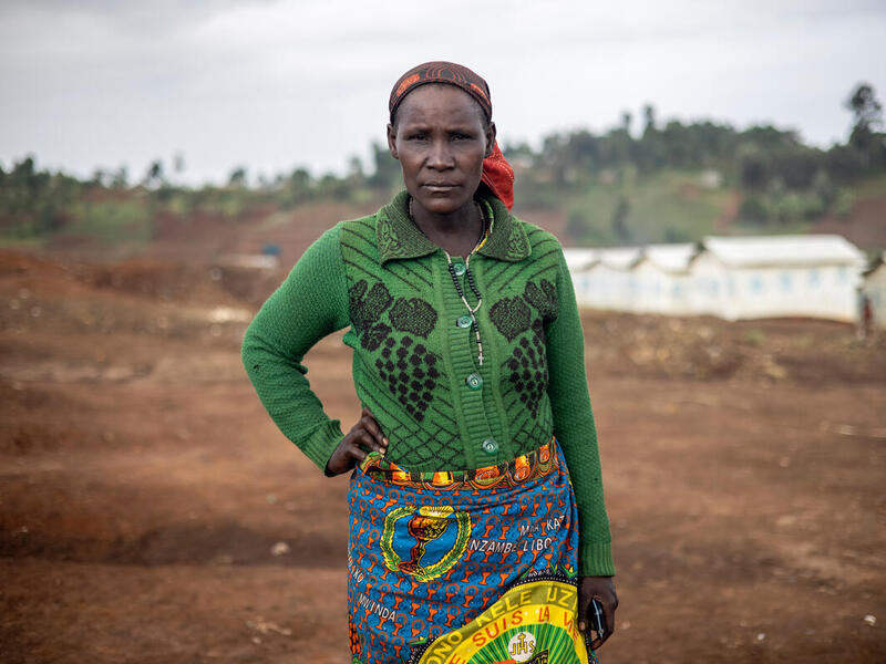 Alphonsine, an internally displaced women in the DRC, poses for the camera. 