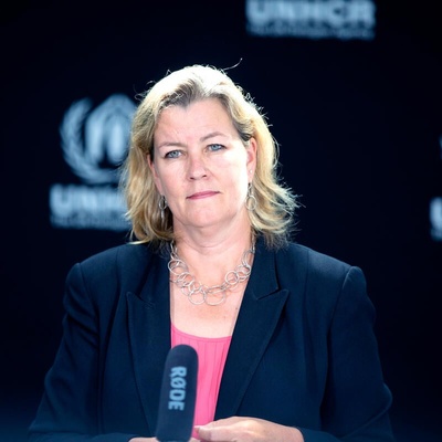 Switzerland. UNHCR Deputy High Commissioner for Refugees, Kelly Clements speaks at a virtual joint press briefing about the Regional Refugee Preparedness and Response Plan for Afghanistan