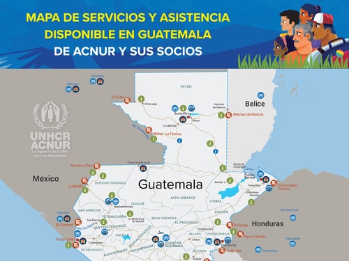 mapa de servicios de ACNUR en Guatemala