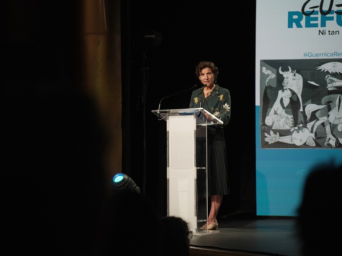 Sophie Muller, Representante de ACNUR en España, en la sesión de apertura del Foro España con los Refugiados.