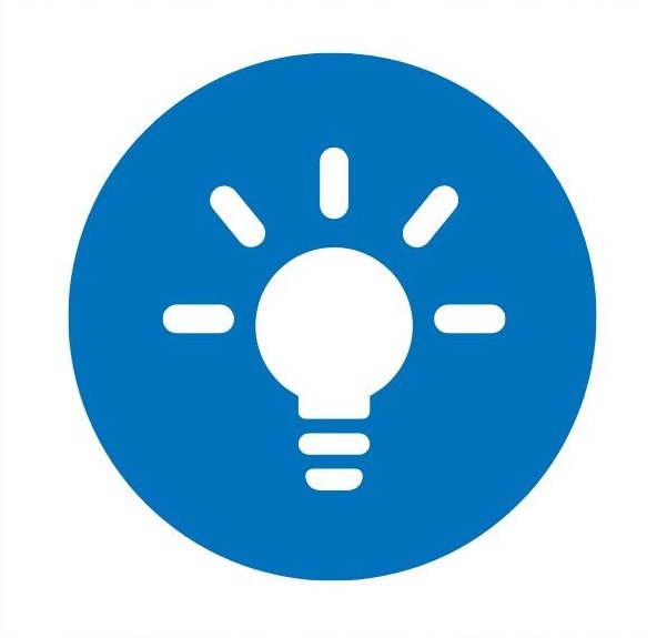 Ícono de un foco encendido, que representa una idea