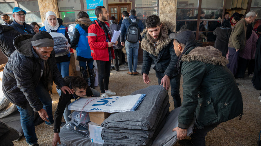 Syria. UNHCR provides assistance to earthquake-affected families in Aleppo