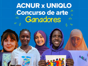 Collage de los cinco ganadores del concurso con sus diseños.