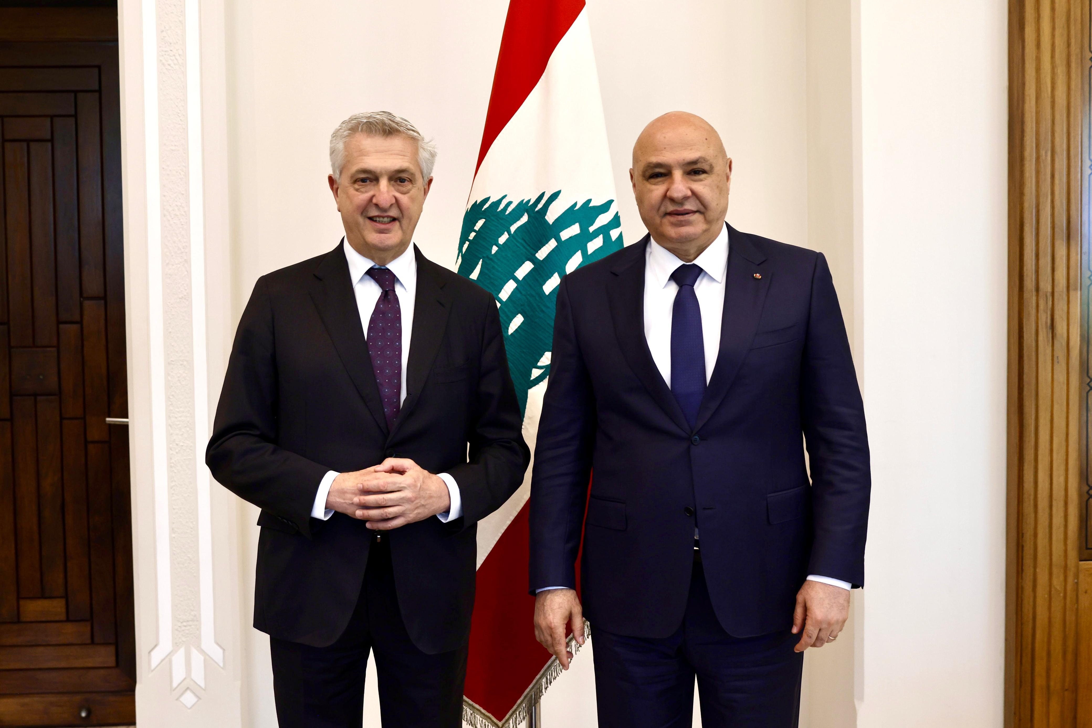 UN High Commissioner Filippo Grandi with Lebanese President Joseph Aoun