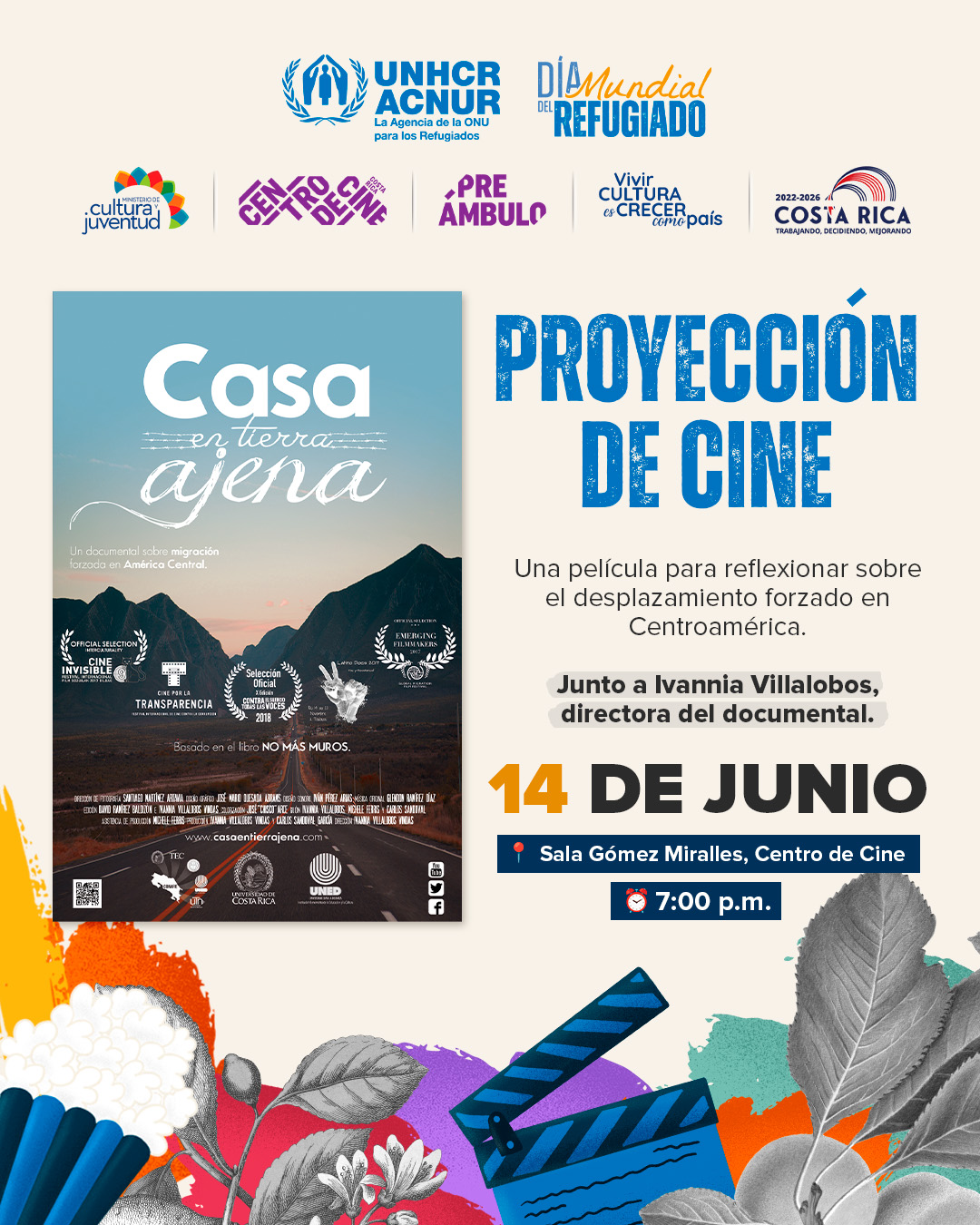 Día del Refugiado 2023 en Costa Rica: proyección de cine. San José, 14 de junio. Día del Refugiado 2023 en Costa Rica: proyección de cine. San José, 14 de junio.