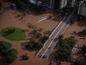 Vista aérea de una zona inundada.