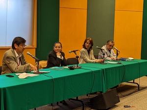 Autoridades de ACNUR, COMAR, SEP e IMER durante el lanzamiento de la campaña "Todas las infancias a la escuela".