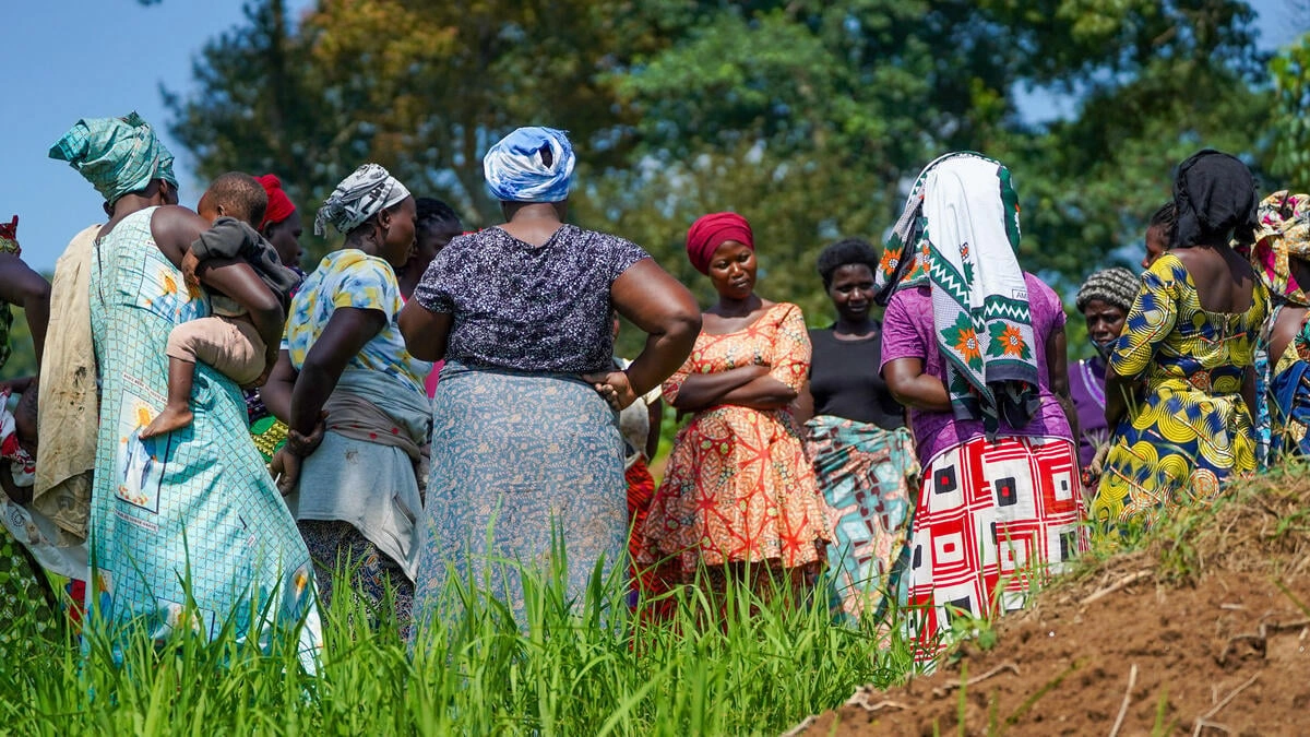 Un grupo de mujeres en un campo de arroz