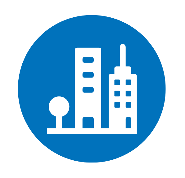 An icon of buildings in a city