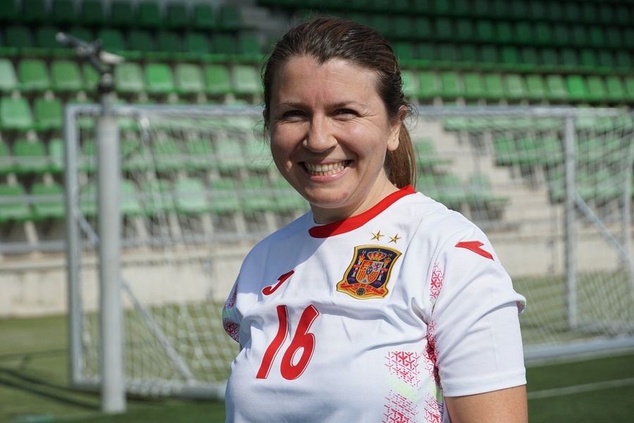Olena Chesanovska en un entrenamiento en la sede de la RFEF.
