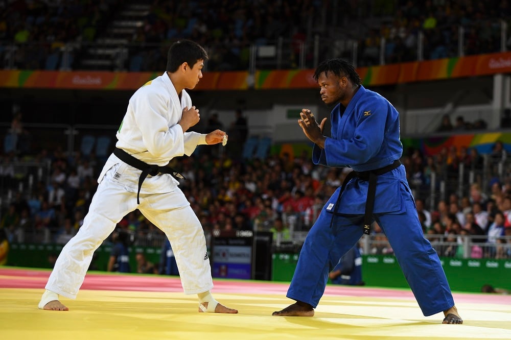 Brazil. Congolese refugee, Popole Misenga, competes in his second round judo match at Rio 2016