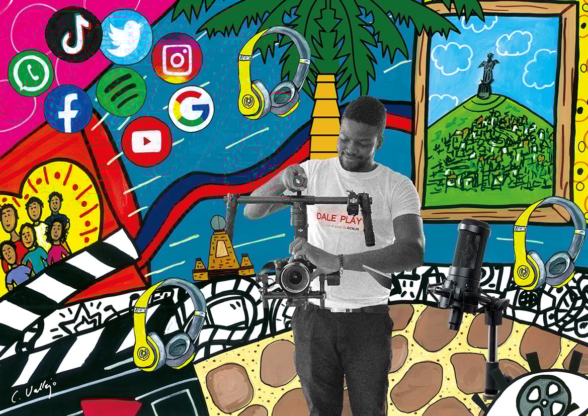 Ismael es un refugiado haitiano apasionado por la producción audiovisual. Él hace parte de Dale Play, un grupo de jóvenes refugiados que crean contenido en redes sociales sobre derechos y oportunidades.