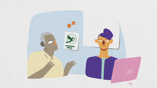 Illustration of two persons talking.