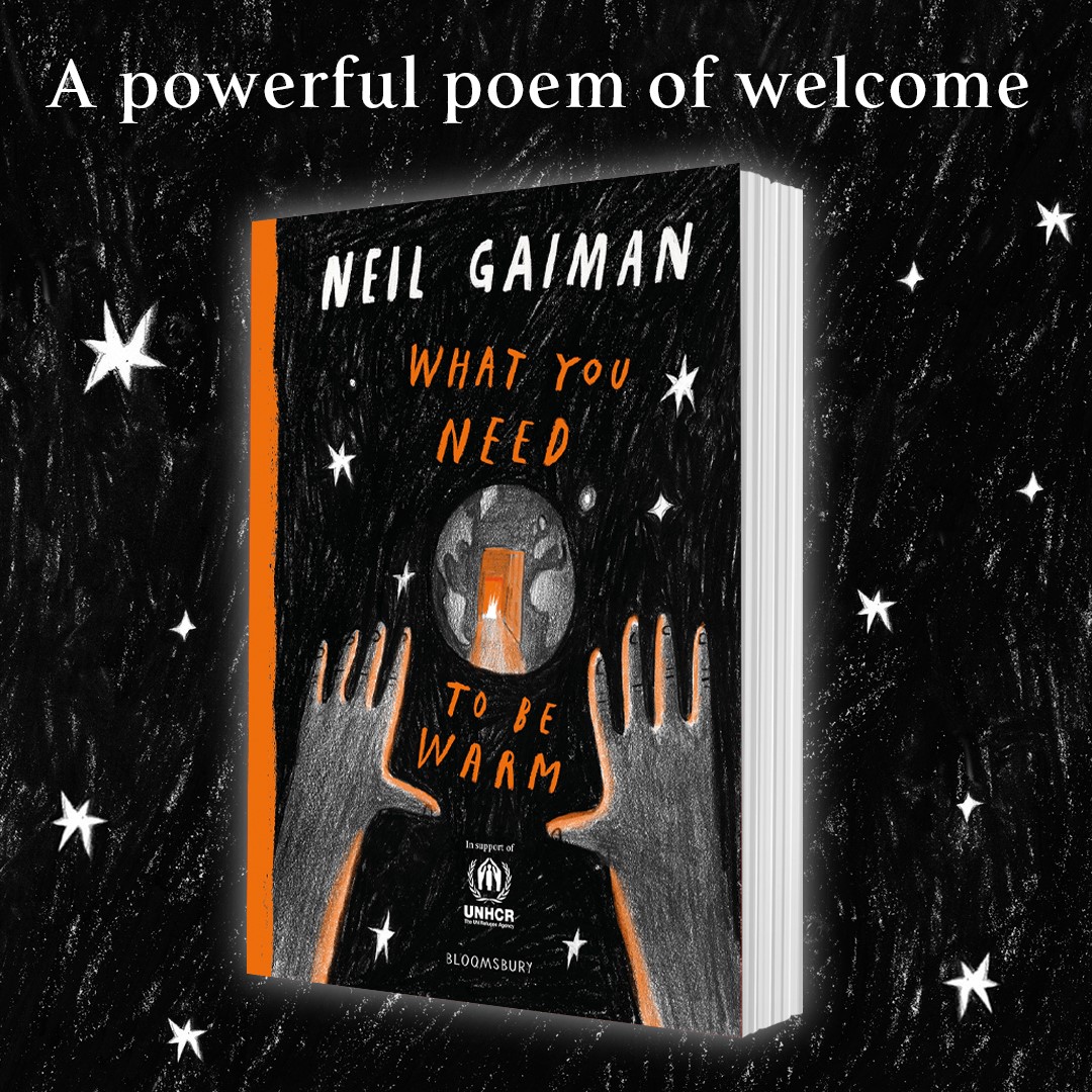 Portada del libro Aquello que nos da calor, de Neil Gaiman, Embajador de Buena Voluntad de ACNUR