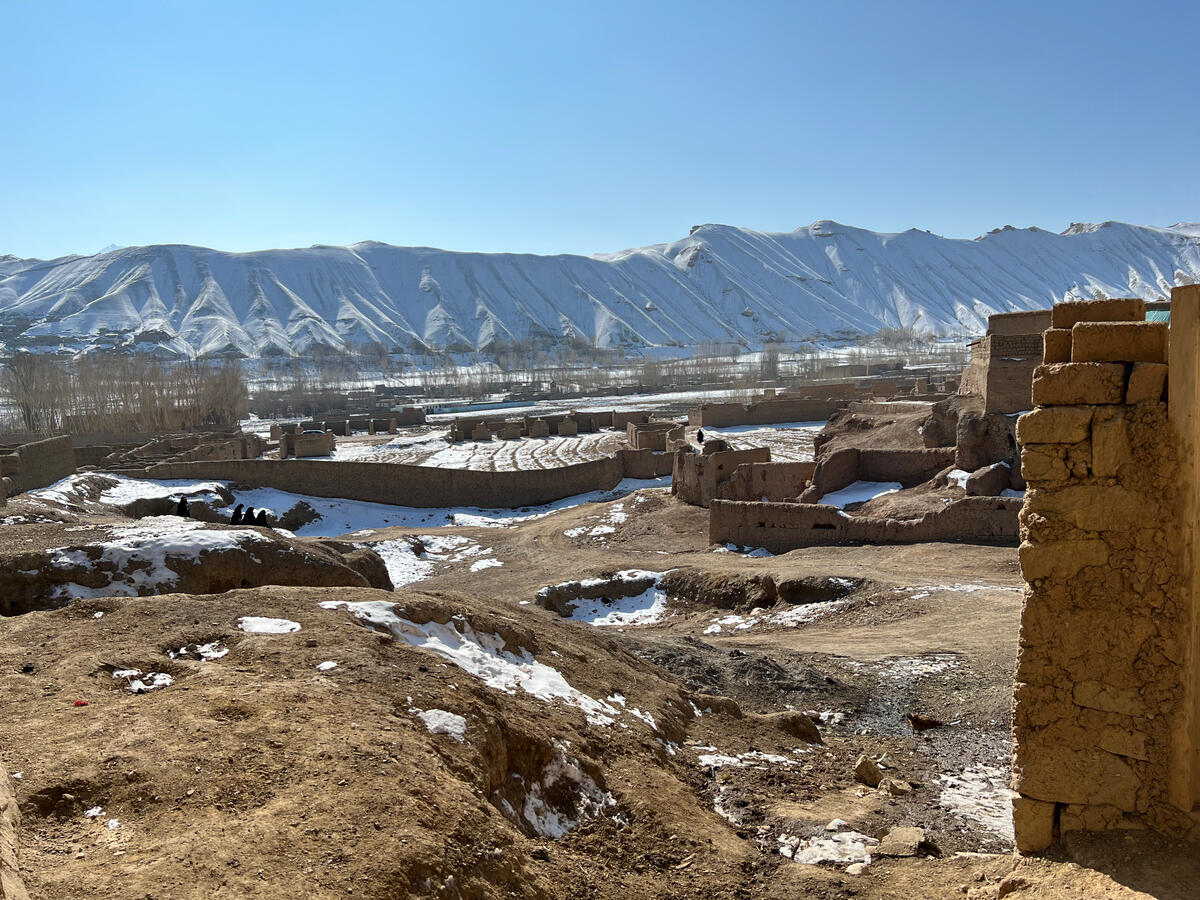 Afghanistan. Vulnerable family living in cave cliffs receive financial support from UNHCR