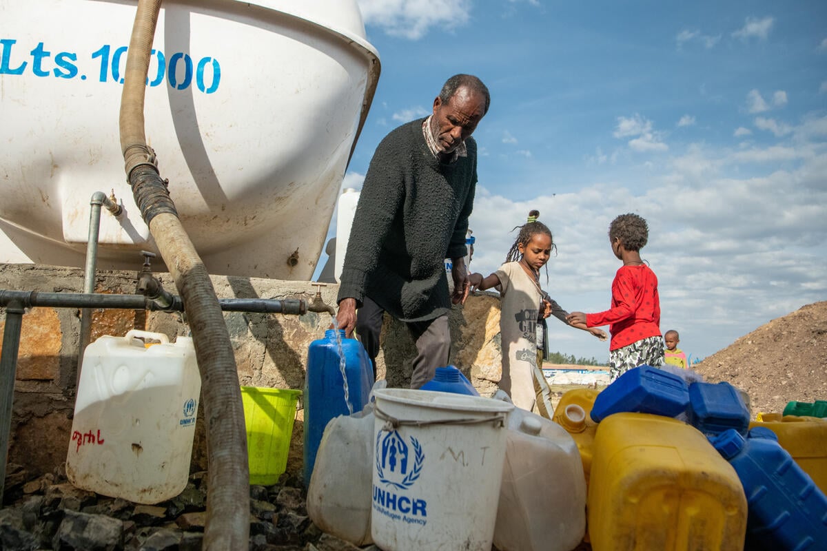 Ethiopia. UN High Commissioner for Refugees, Filippo Grandi, visits Eritrean refugees displaced by war in the Tigray region