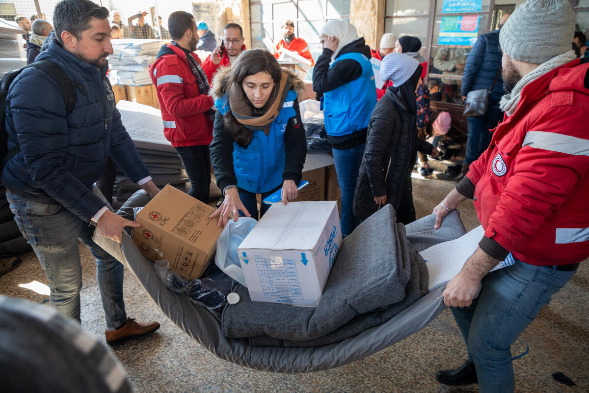 Syria. UNHCR provides assistance to earthquake-affected families in Aleppo