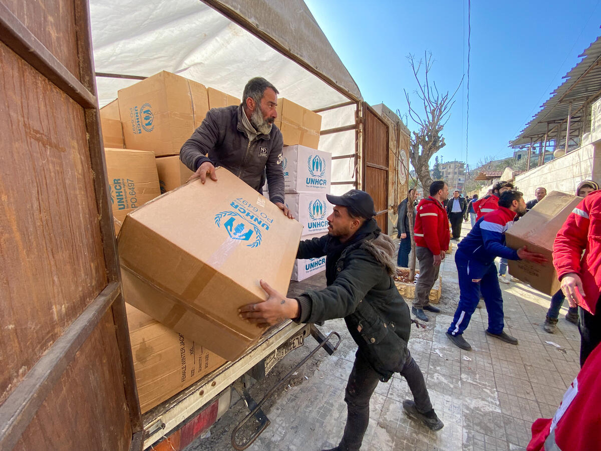 Syria. UNHCR provides assistance to earthquake-affected families in Aleppo