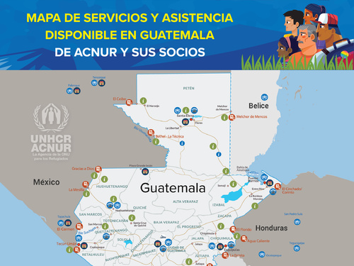 mapa de servicios de ACNUR en Guatemala