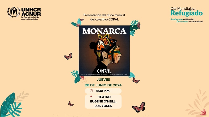 Invitación Día Mundial del Refugiado 2024 en Costa Rica - Presentación del álbum Monarca