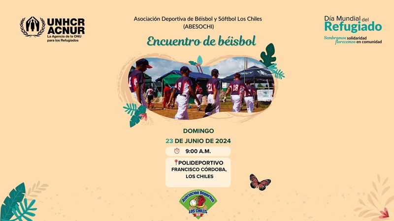 Invitación Día Mundial del Refugiado 2024 en Costa Rica - Encuentro de béisbol