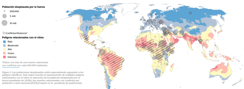 Mapa que muestra la exposición de los países a los efectos del cambio climático