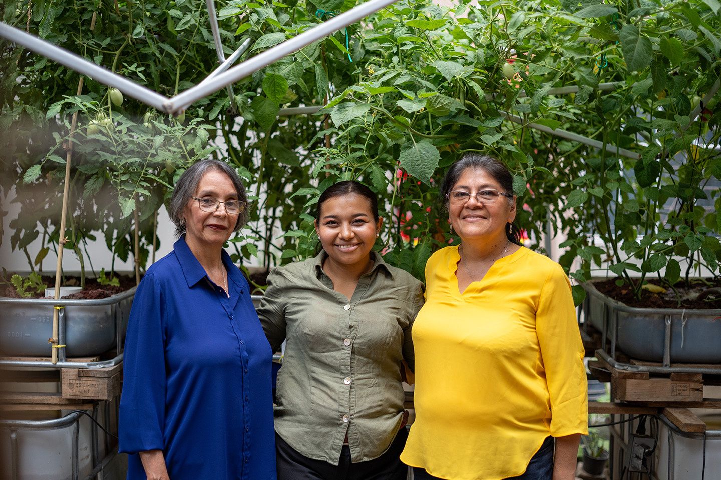 Tres mujeres posan para una foto.
