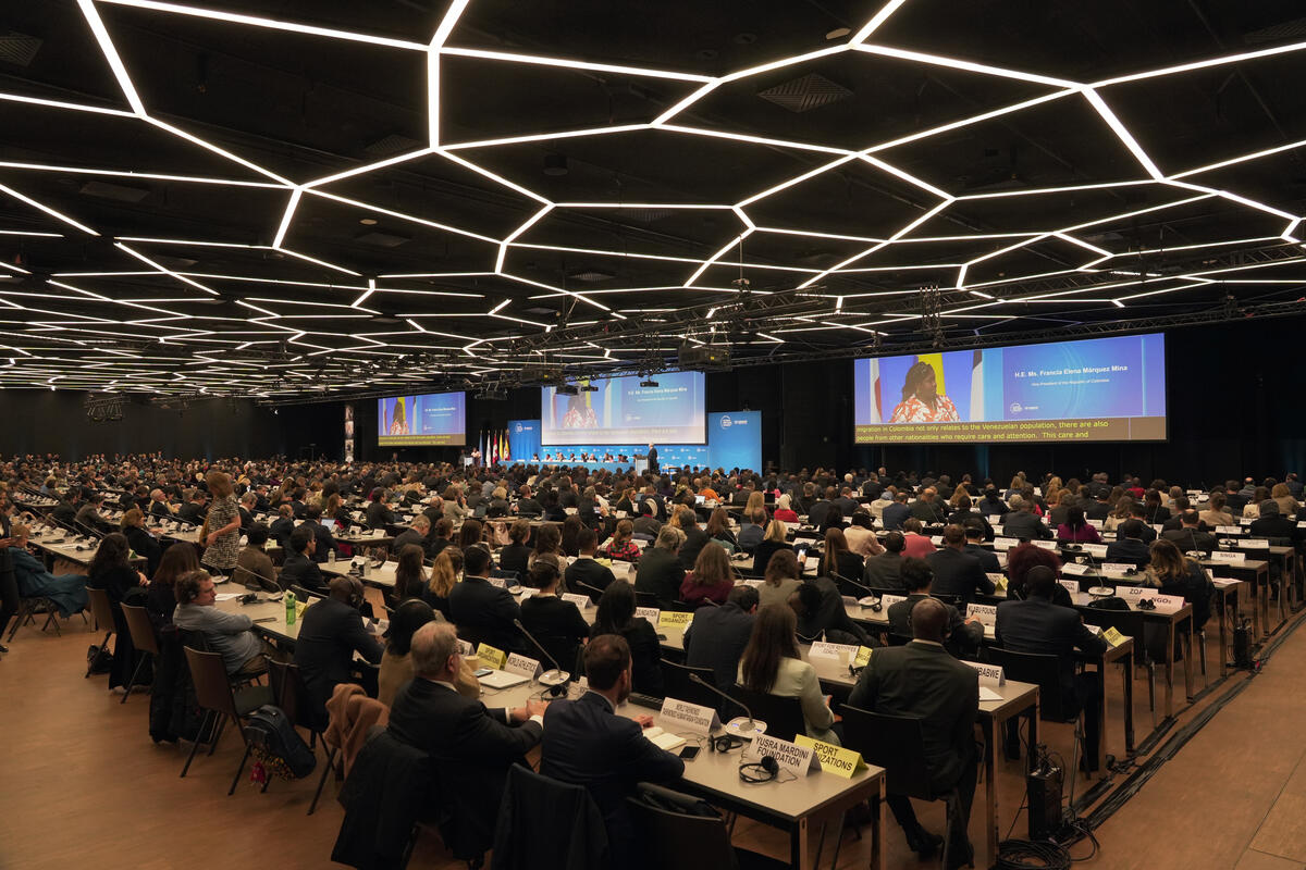 La sala plenaria del Foro Mundial sobre los Refugiados en el Palexpo de Ginebra.  