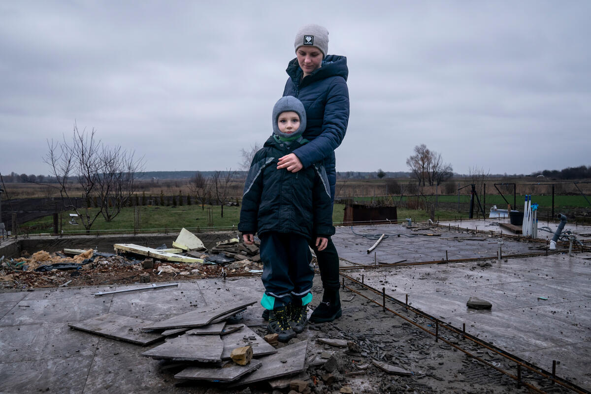 Ukraine. Family's house in Ozershchyna village is destroyed entirely by the war