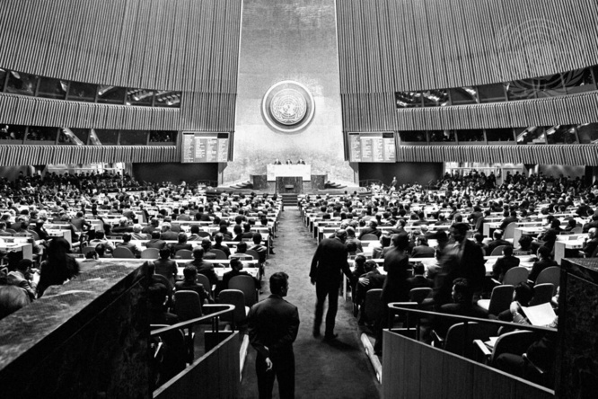 Interior view of the UN General Assembly meeting room