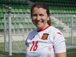 Olena Chesanovska en un entrenamiento en la sede de la RFEF.