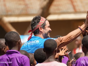 Uganda. UNHCR Goodwill Ambassador Alfonso Herrera and FC Barcelona Foundation visit Nakivale and Oruchinga refugee settlements in Uganda to highlight the power of sport for refugees