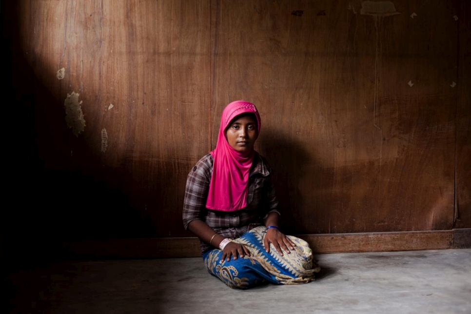 Una refugiada Rohinyá de Myanmar en un albergue temporal en Bayeun, Aceh Oriental, Indonesia, en 2015.