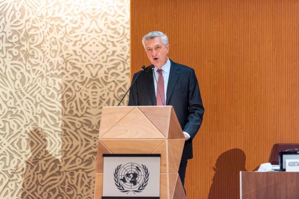 Filippo Grandi, Alto Comisionado de la ONU para los Refugiados, se dirige al Comité Ejecutivo en la 72a reunión anual en el Palacio de las Naciones, en Ginebra, Suiza.