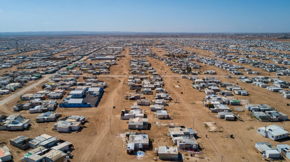 Vista aérea del campamento de refugiados de Za'atari, Jordania.