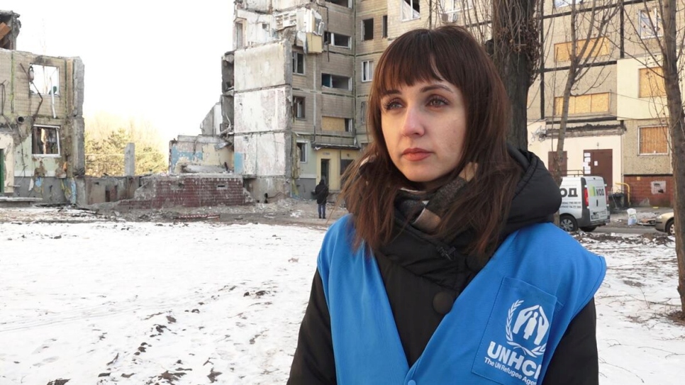 Viktoriia, Asociada de Protección de ACNUR en Dnipro, fue también desplazada por los combates en Donetsk.