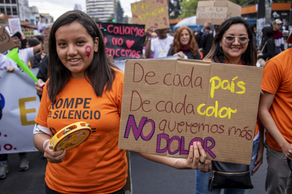 Marcha contra la violencia de género en Quito, Ecuador.