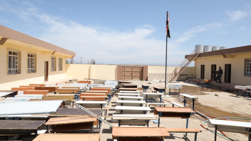 Una escuela primaria en la aldea de Risala, en Gobernación de Nínive, que ha sido rehabilitada con el apoyo de ACNUR.